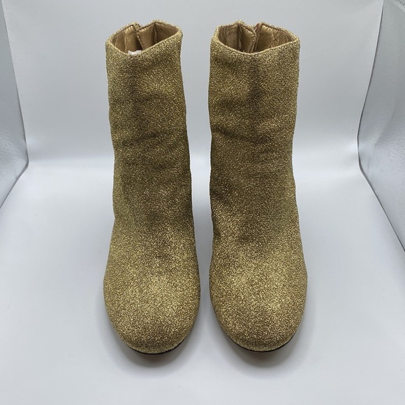 KATY PERRY MAYARI GOLD & BROWN CHUNKY GLITTER ANKLE BOOTIES WOMEN’S SZ 5 - Picture 3 of 10